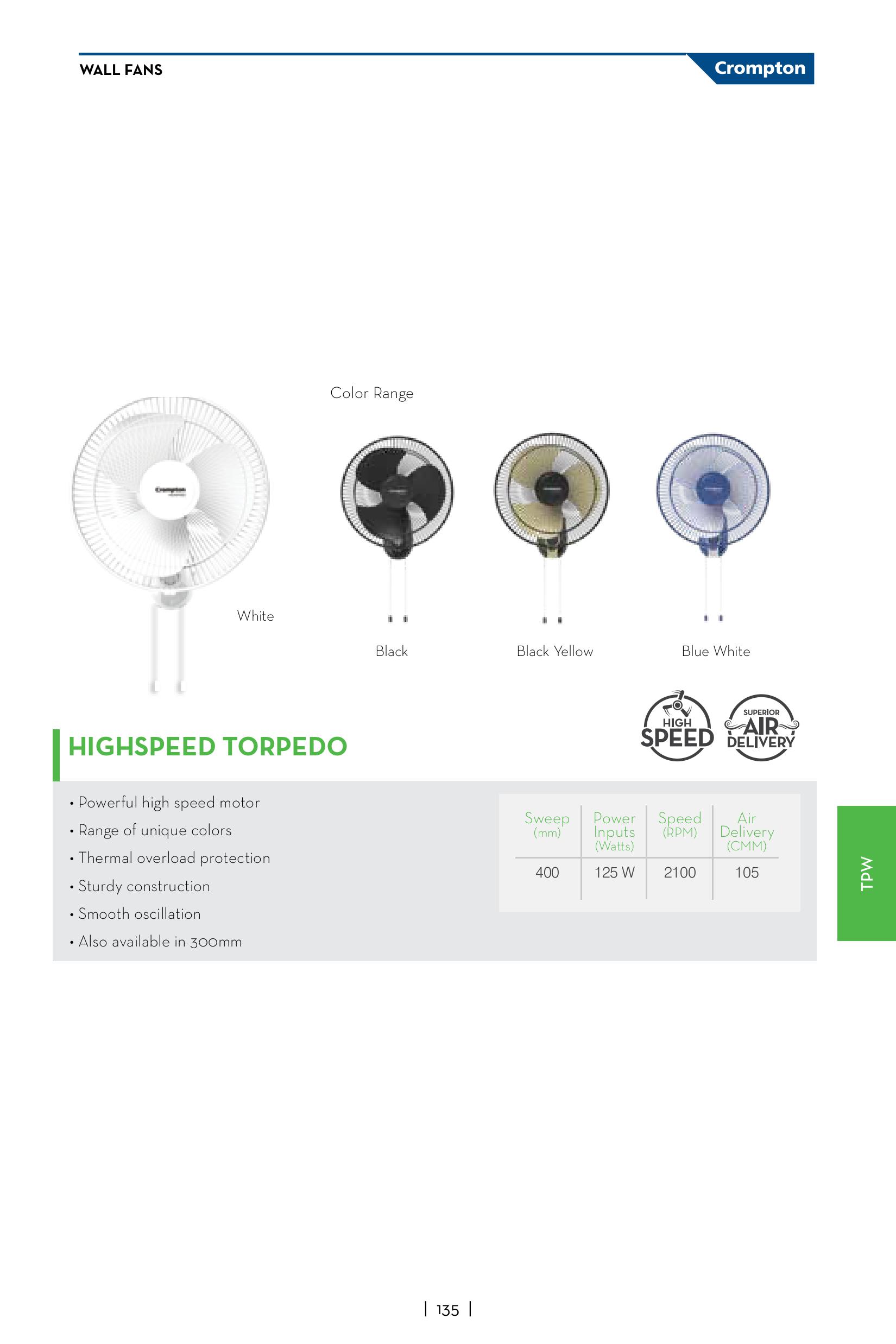 Crompton Wall Mount HS Torepedo